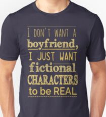 Camiseta ajustada No quiero novio, solo quiero que los personajes ficticios sean REALES # 2