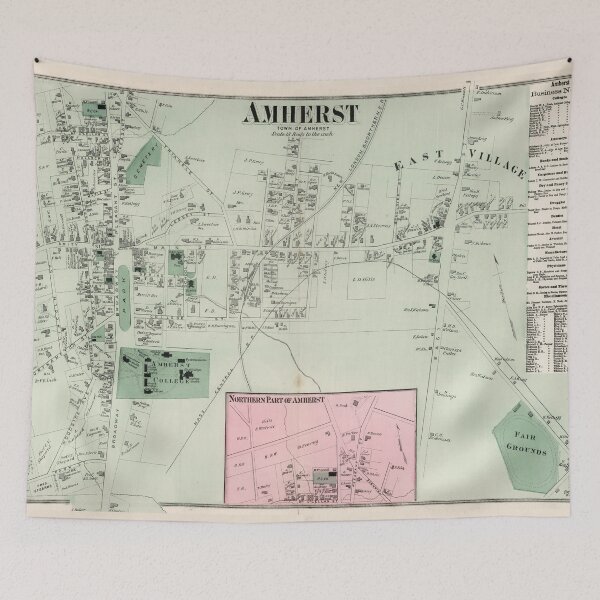 Item preview, Vintage Amherst MA Map (1873) designed and sold by BravuraMedia.