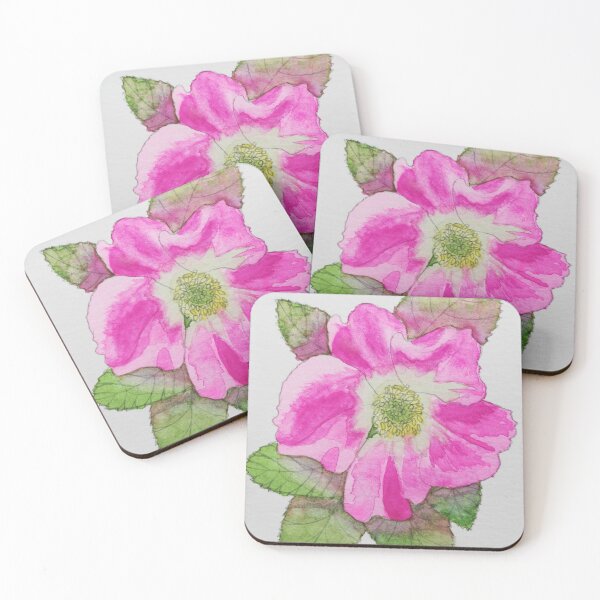 Item preview, Pink wild rose watercolour painting  designed and sold by esvb.