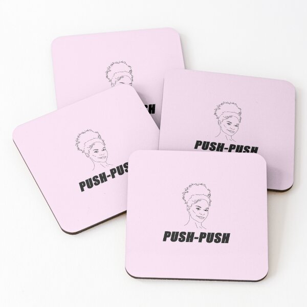 Item preview, Hannah Frankson Peloton Push Push catchphrase with digital art portrait in baby pastel pink designed and sold by L Sq.