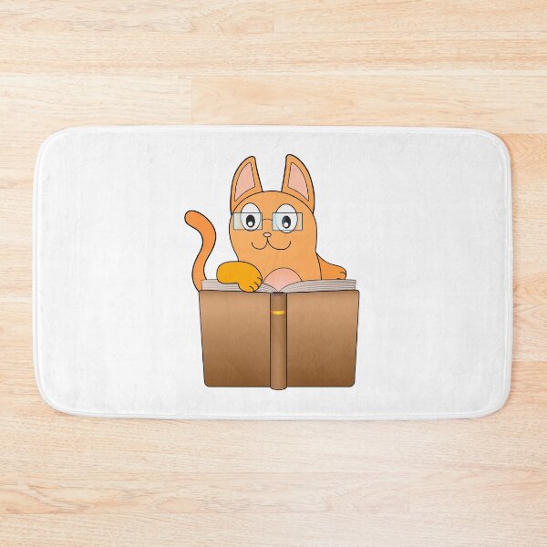 Item preview, A red cat in glasses is reading a book. designed and sold by DisaAnna.