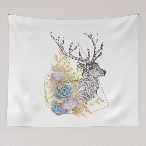 Item preview, Stag and Flowers designed and sold by Ninjawhere.