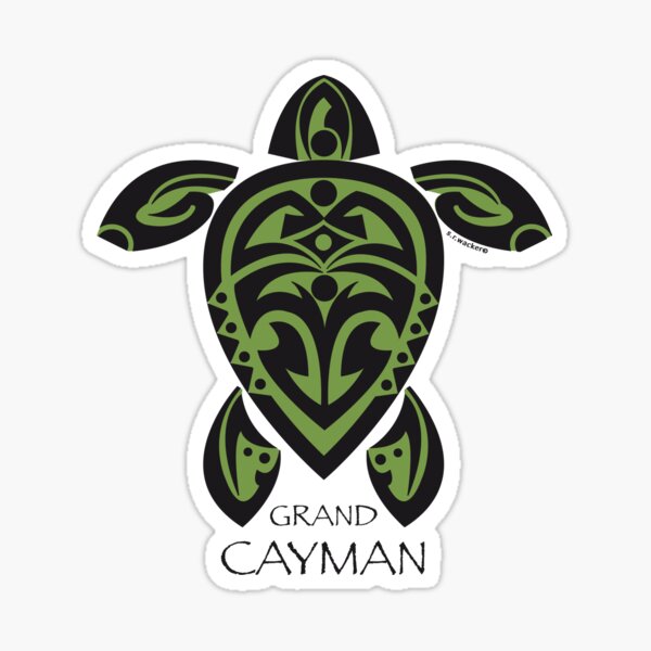Vista previa del artículo con la obra «Tatuaje tribal de tortuga en negro y verde / Gran Caimán», diseñado y vendido por srwdesign.