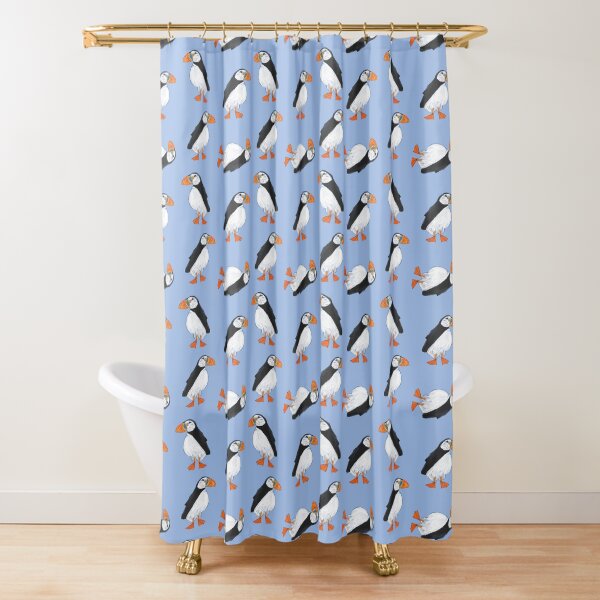 Cute and Whimsical Puffin Design Shower Curtain