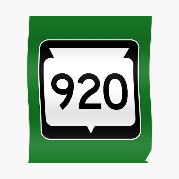 "Wisconsin State Route 920 (Area Code 920)" Poster by SRnAC Redbubble