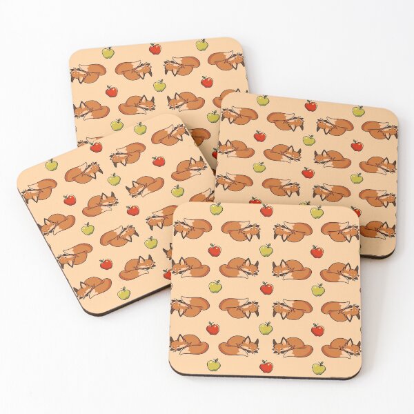 Item preview, Cute Kawaii Fox Apple Motif Pattern designed and sold by H4RUN4.