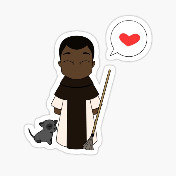 St. Martin De Porres with Heart Sticker
