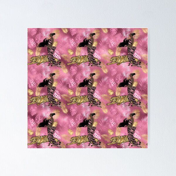 Item preview, Pink Tiger Gold Trim Stripes  designed and sold by O3Prints.