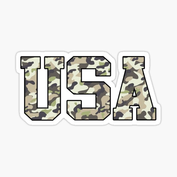 USA Camouflage Letters Militärgeschenk für den Unabhängigkeitstag 4. Juli Sticker