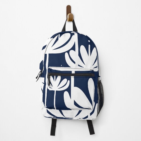 Item preview, Bali Flowers Floral Pattern in White and Nautical Navy Blue designed and sold by kierkegaard.