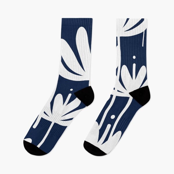 Item preview, Bali Flowers Floral Pattern in White and Nautical Navy Blue designed and sold by kierkegaard.