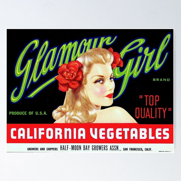 Item preview, Vintage Glamour Girl Crate Label  designed and sold by FuzzyHoney.
