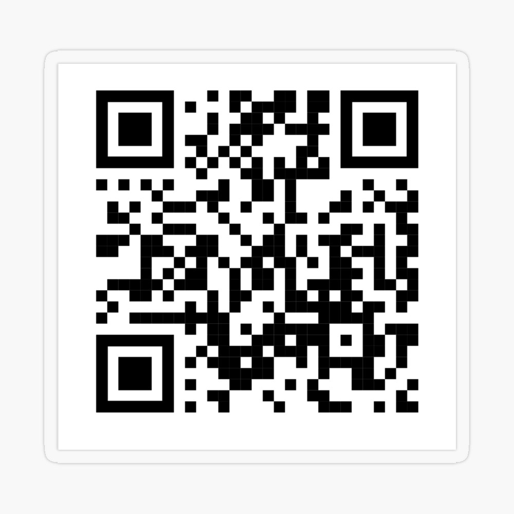 Rick Roll Your Friends! QR code that links to Rick Astley’s “Never Gonna  Give You Up”  music video Sticker for Sale by ApexFibers