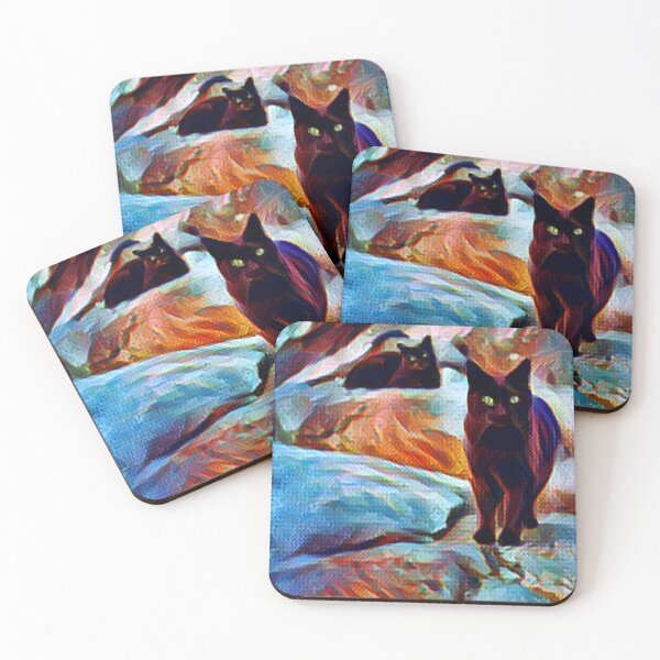 Item preview, Two Black Cats on a Rock Landscape designed and sold by inquestyle.