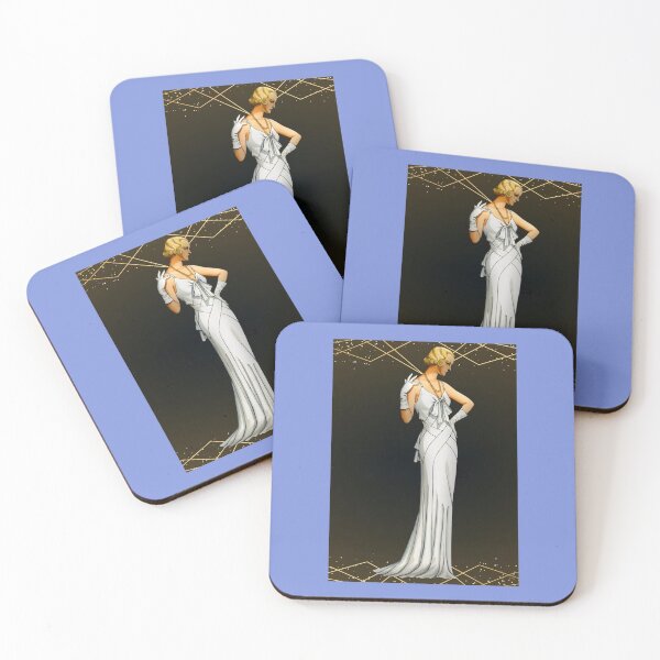 Item preview, Art Deco Sophisticated Lady in White Dress designed and sold by art-deco-lady.