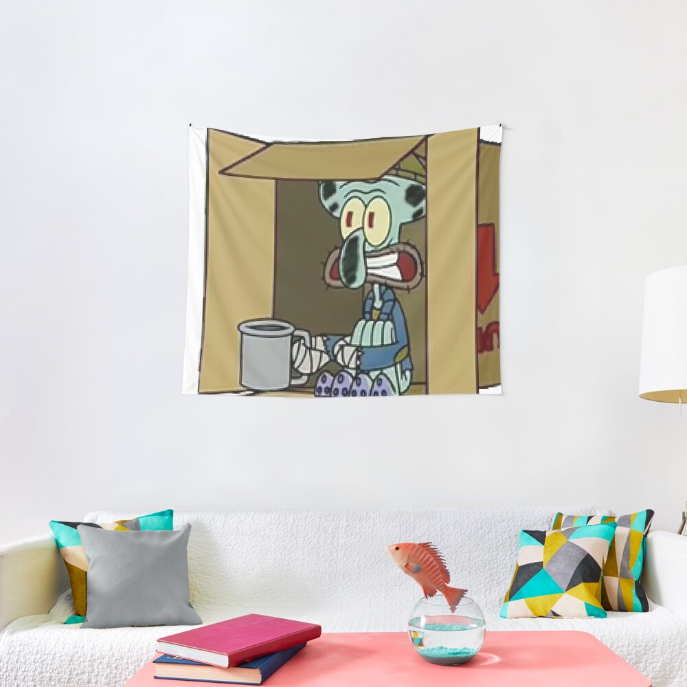 Squidward Tentacles Homeless Tapestry By Longspicy2 Redbubble