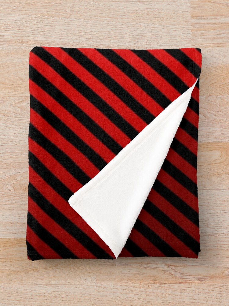 "Diagonal Stripes in black and red" Throw Blanket by DesignByDaz