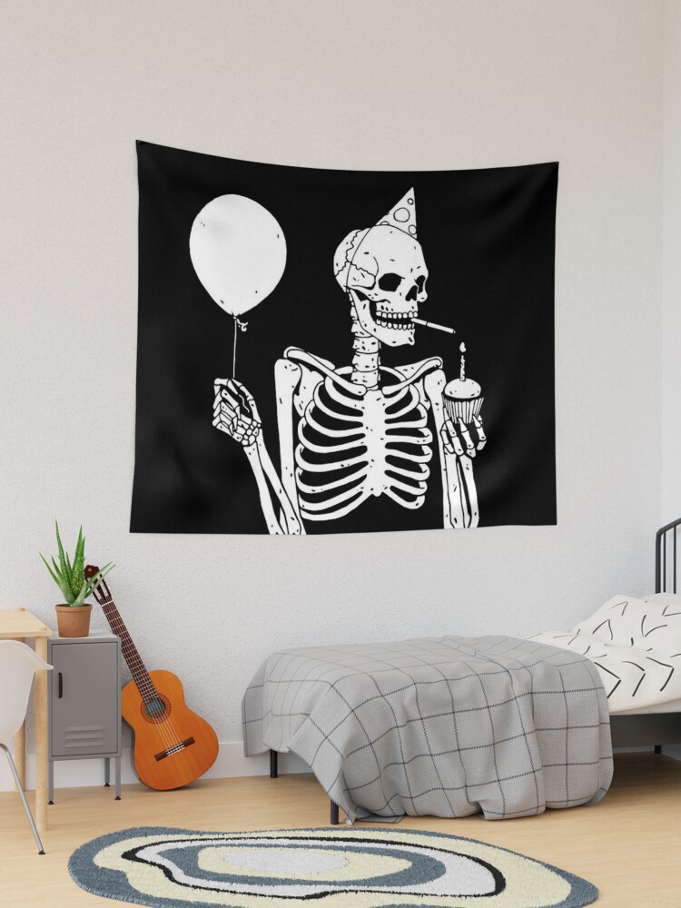 Black skeleton online tapestry