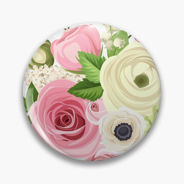 Item preview, Bouquet of pink and white roses, lisianthuses and ranunculus flowers. designed and sold by Naddya.
