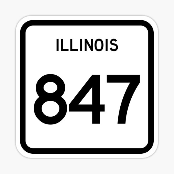 Illinois State Route 847 (Area Code 847) Sticker