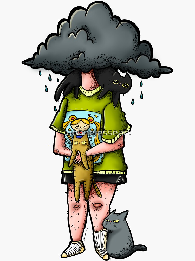 "Foggy feelings, its raining cats" Sticker for Sale by behnejesseart
