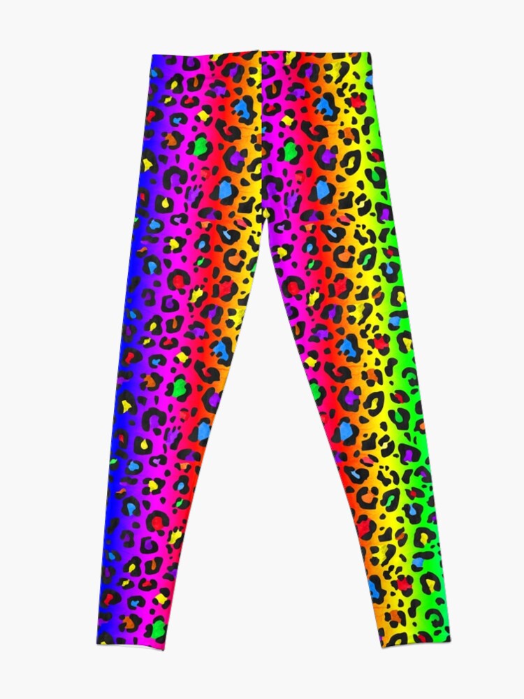 Double Rainbow Leopard Print All Over Animal Pattern Leggings for