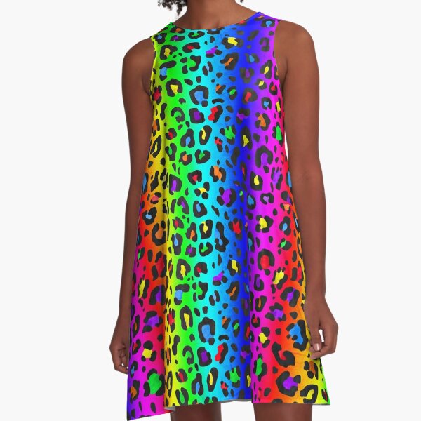 rainbow animal print dress