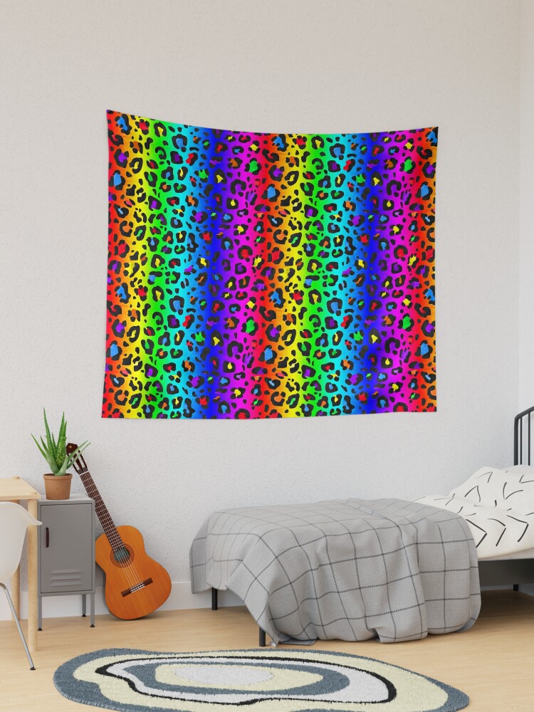 Soft Pastel Double Rainbow Leopard Print All Over Animal Pattern