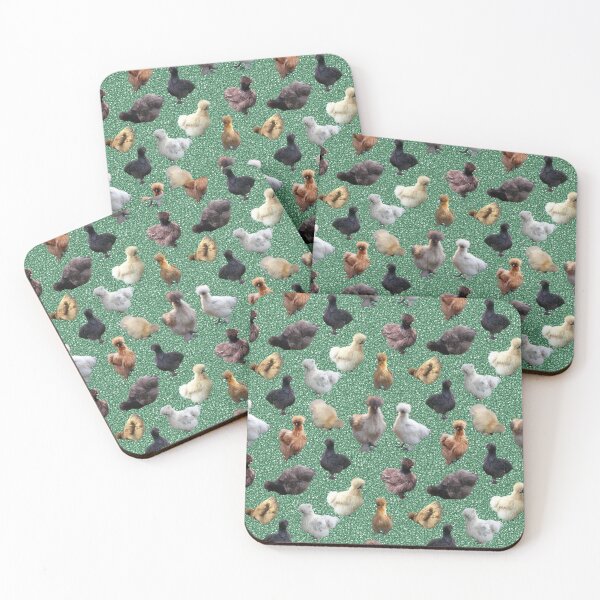 Item preview, Silkie Bantams on Green Glitter designed and sold by StandoutSilkies.