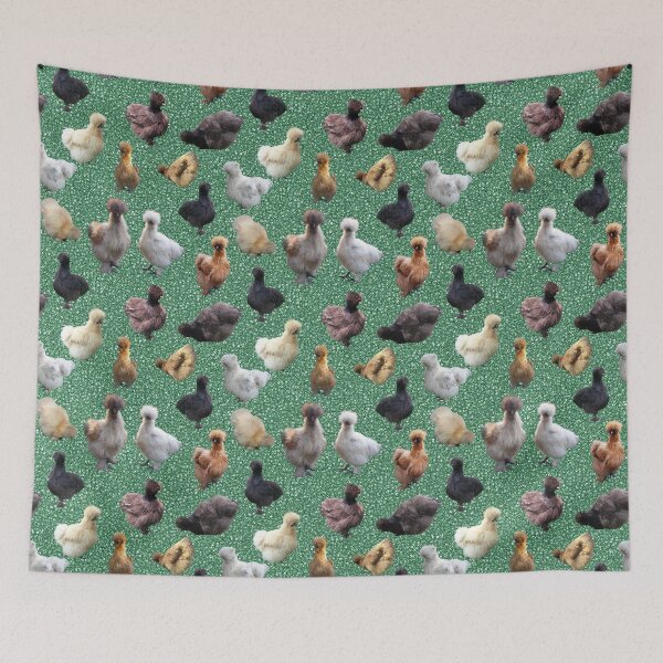Item preview, Silkie Bantams on Green Glitter designed and sold by StandoutSilkies.