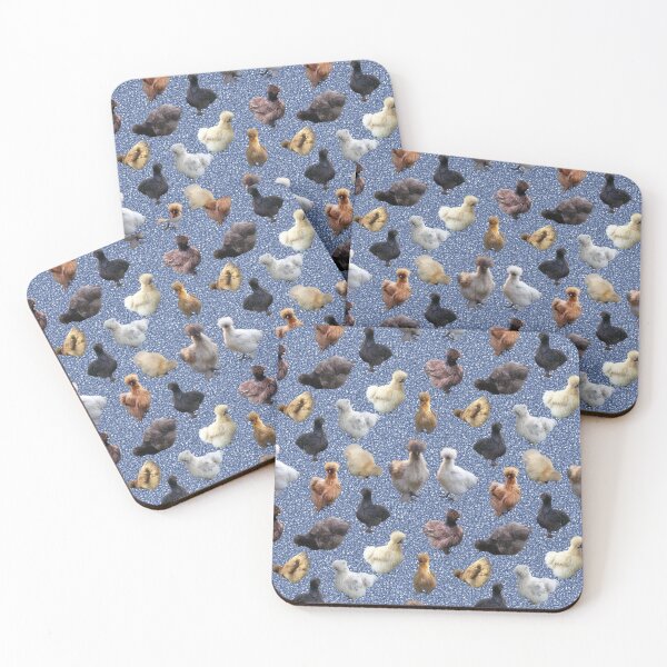 Item preview, Silkie Bantams on Blue Glitter designed and sold by StandoutSilkies.