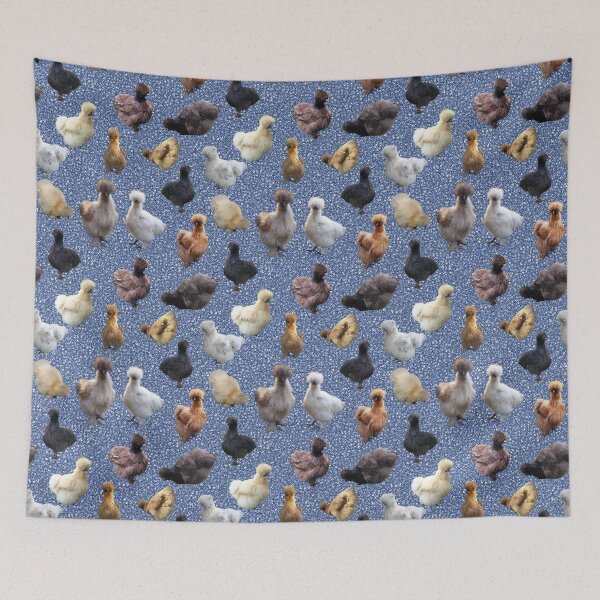 Item preview, Silkie Bantams on Blue Glitter designed and sold by StandoutSilkies.