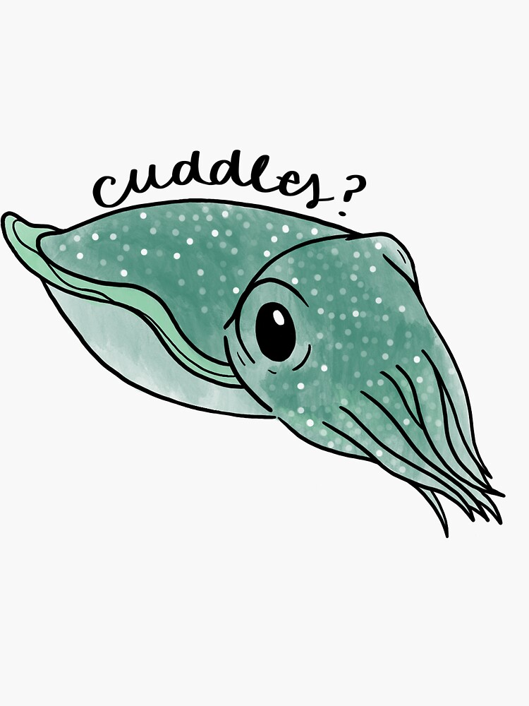 Thumbnail 3 of 3, Sticker, Cuttlefish "Cuddles" designed and sold by emmaandrew.