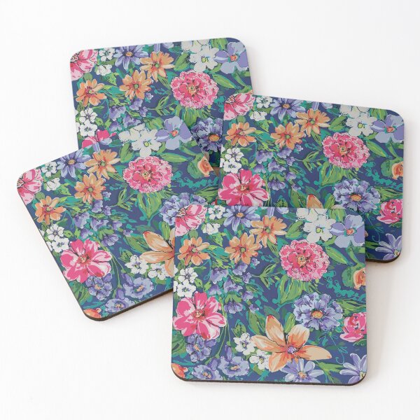 Item preview, Romantic Flowers on Navy Ground designed and sold by Leslie Rogers Todder.