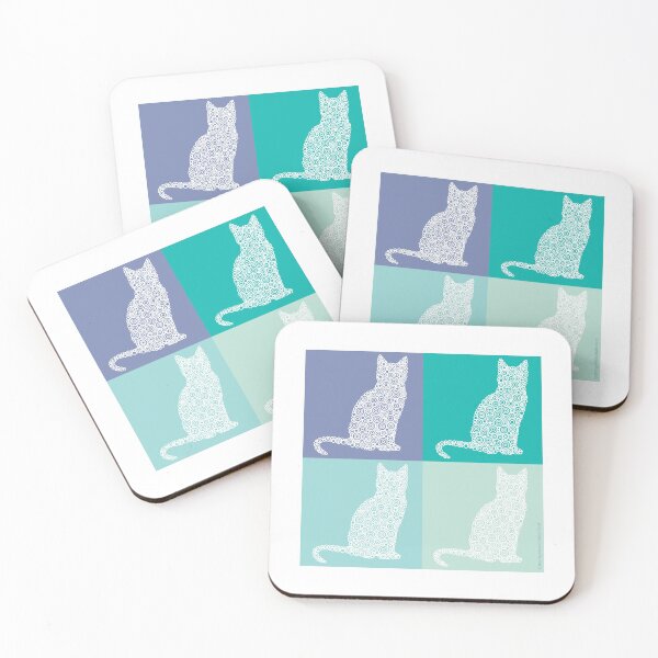 Item preview, Pop Art “Love Cats” Bluegreen Tones Circle Design designed and sold by Pierre Bernard Jr.