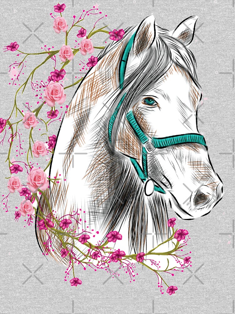 Horse Riding Floral Graphics Art by horseunicorns
