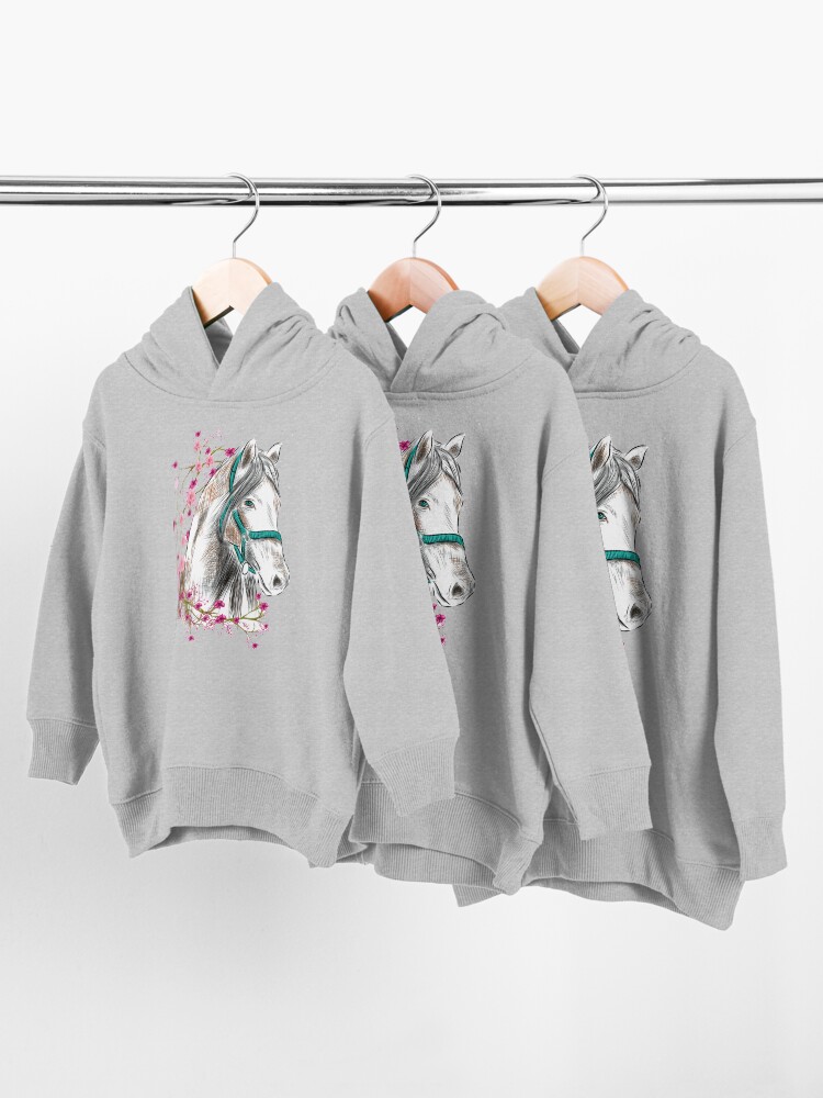 Alternate view of Horse Riding Floral Graphics Art Toddler Pullover Hoodie
