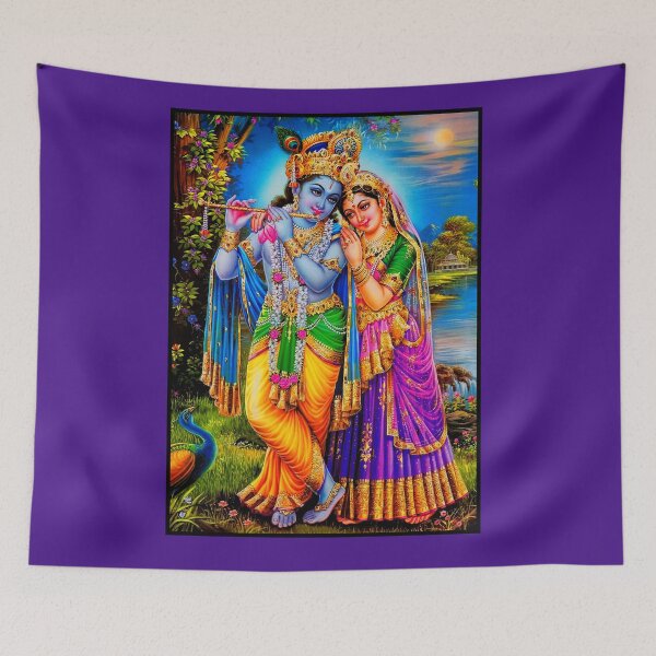 Aperçu de l'œuvre  Impression d'affiche vintage hindou Radha Krishna Dieu créée et vendue par posterbobs.