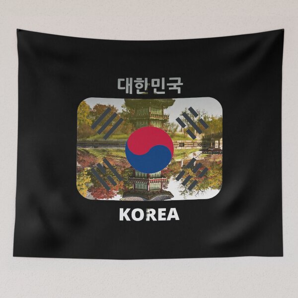 Item preview, Korean flag with autumn theme - Hyangwonjeong in Gyeongbok palace designed and sold by K-LetterCo.