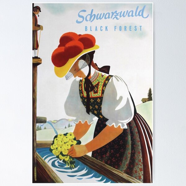 Item preview, Schwarzwald Black Forest vintage travel poster designed and sold by stickart-marek.