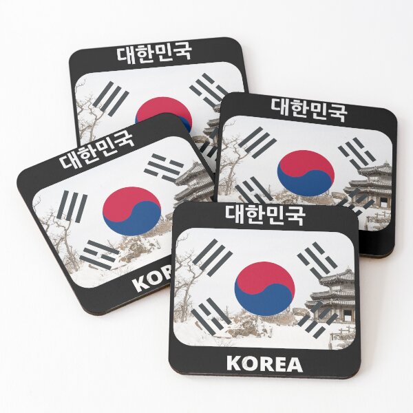 Item preview, Korean flag with winter theme - hanok in winter mountain designed and sold by K-LetterCo.