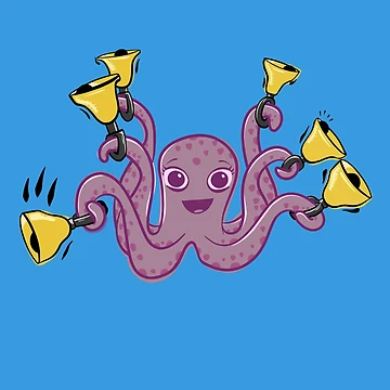 Artwork thumbnail, Octopus Ringing Handbells Cartoon by SubtleSplit