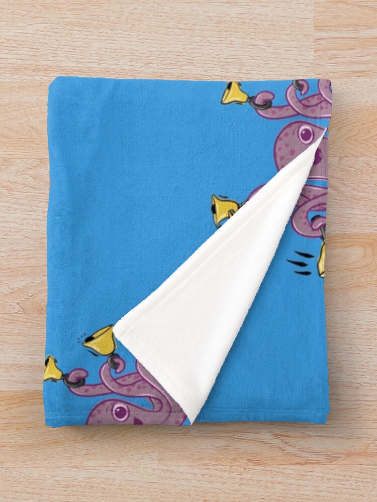 Thumbnail 3 of 6, Throw Blanket, Octopus Ringing Handbells Cartoon designed and sold by SubtleSplit.