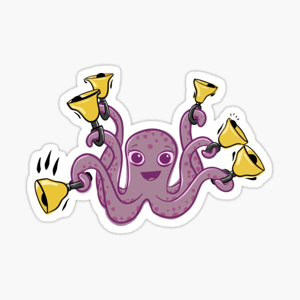 Item preview, Octopus Ringing Handbells Cartoon designed and sold by SubtleSplit.