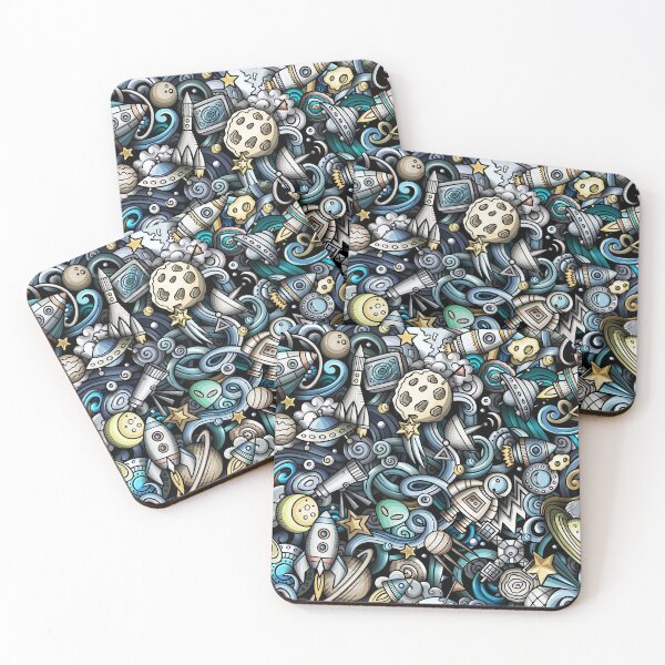 Item preview, Blue Retro Space Pattern designed and sold by OlympusMons.