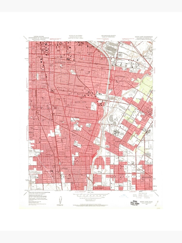 "South Gate, CA from 1949 Vintage Map High Quality" Poster for Sale