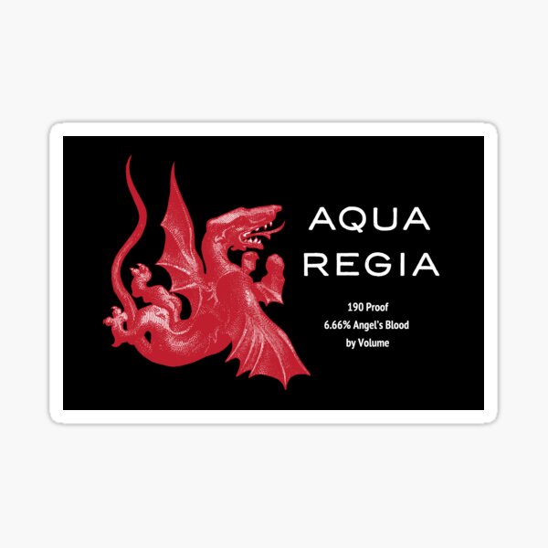 Item preview, Aqua Regia - The Best Drink Downtown - Black Background - Stickers designed and sold by Richard Kadrey.