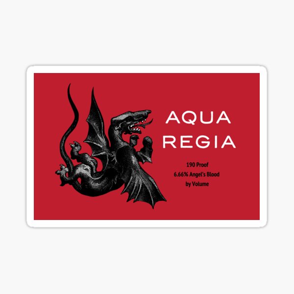 Item preview, Aqua Regia  - The Best Drink Downtown- Red Background: Stickers designed and sold by Richard Kadrey.