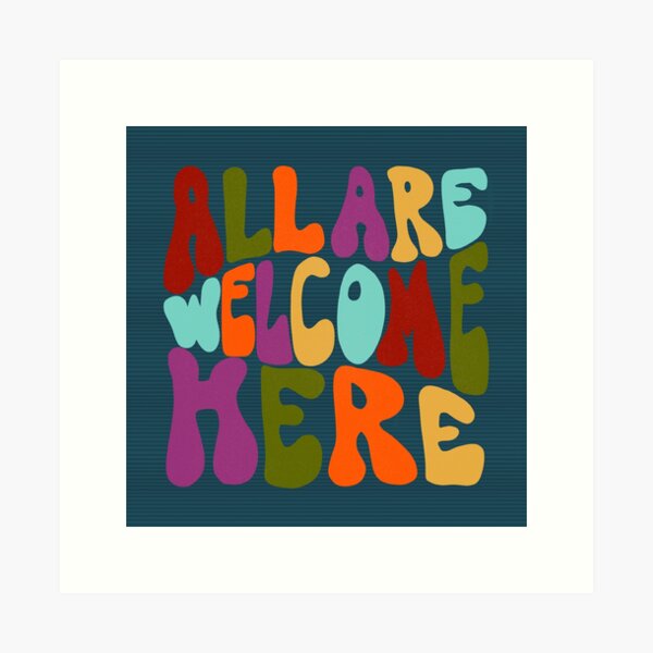 Item preview, All Are Welcome Here - 1970’s retro inspired hand lettering  designed and sold by JennCreatesArt.