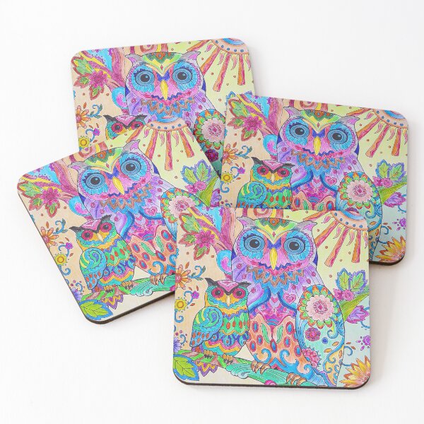 Item preview, Colorful Pencil Sketch Owl Doodle Art Motif designed and sold by WheresMyMojo.